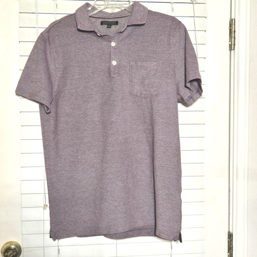 Banana Republic Performance Pique Polo Shirt‎ Mens Medium Maroon Short Sleeve